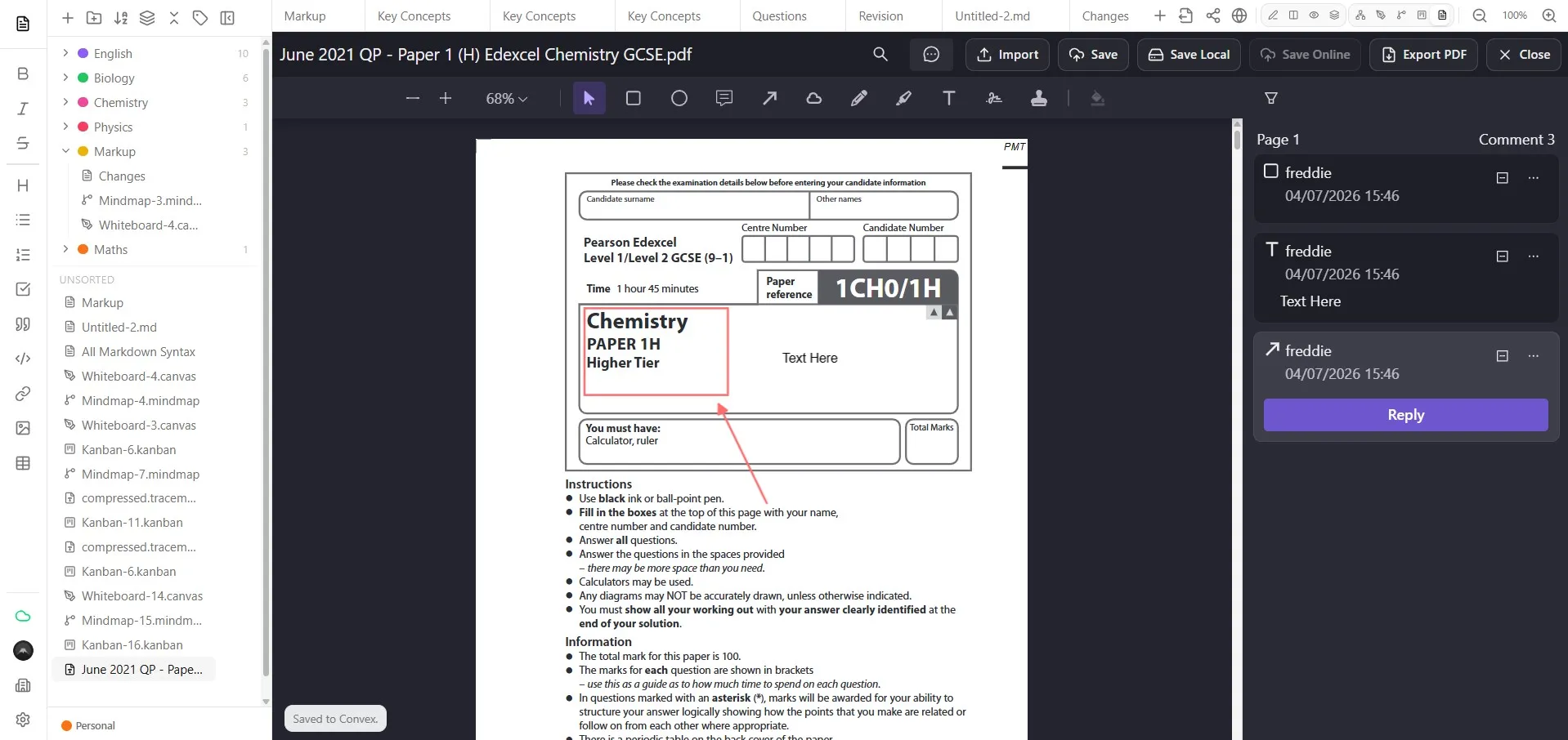 Markup PDF reader with annotations and a comment sidebar